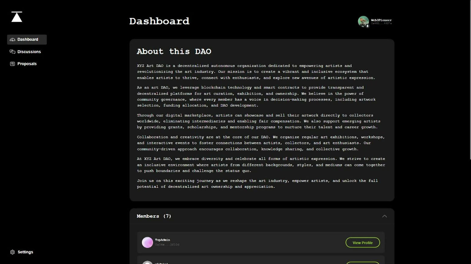 dTerminal dashboard interface preview